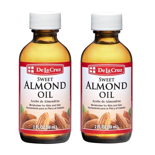 De La Cruz Sweet Almond Oil - Expeller Pressed Almond Oil for Skin and Hair 2 FL. OZ. (59 mL) - 2 Bottles