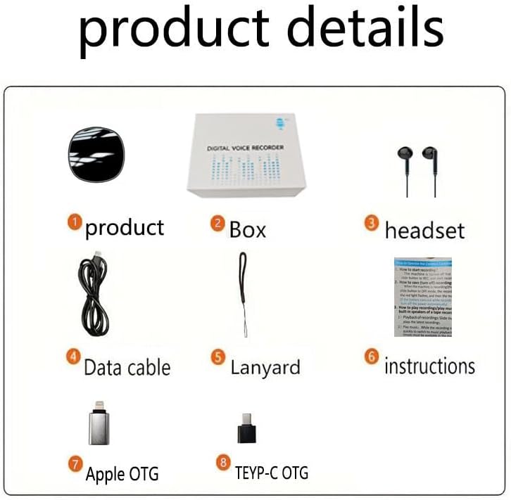 Winnes Voice Recorder Package Contents