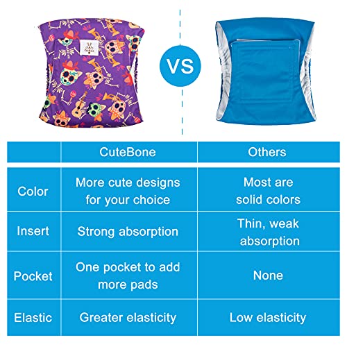 Image of CuteBone Halloween Male Dog Diapers Belly Bands 3 Pack for Male Dogs Wraps Washable Doggie Pants DM23XS