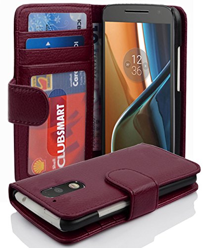 Cadorabo Funda Libro para Motorola Moto G4 / G4 Plus en Burdeos Violeta - Cubierta Proteccíon con Cierre Magnético e 3 Tarjeteros - Etui Case Cover Carcasa