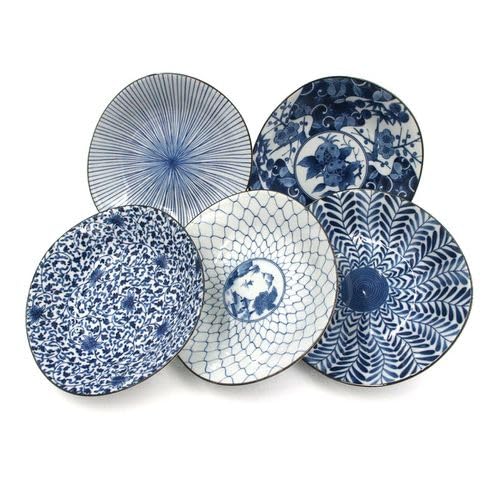 Japanisches Teller-Set TAYOZARA 5er Set in Geschenkbox hergestellt in Japan 22 x 20 cm, H. 4,2 cm