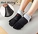 6 Pack Men No Show Toe Socks Cotton Low Cut Athletic 5 Finger Mesh Wicking