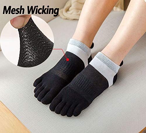 Image of Men Toe Socks No Show Low Cut Athletic Wicking Cotton 5 Finger Split Toe 6 Pack