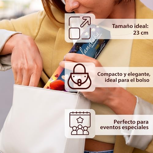 Miniatura 3 de Malamalaka Banico De Madera Plegable De 23cm Con Diseño Original Para Bodas, Comuniones O Detalles Para Invitados Abanicos De Bodas Para Invitados Con Caja De Cartón Atardecer Borde Azul
