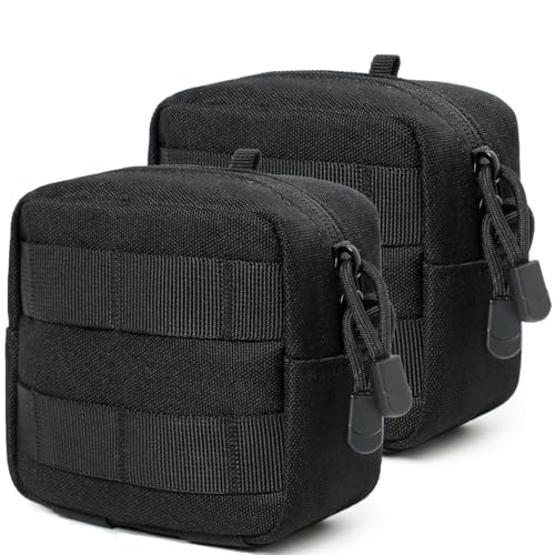 Pacote com 2 mini bolsas de munição táticas Molle compactas - bolsas de administração de uso geral pequenas bolsas de administração Molle EDC ferramenta GP bolsa horizontal multiuso bolsa de cinto