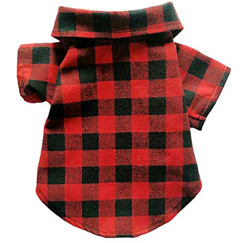Chemise de Karo rétro pour Petits Chiens Moyens et Chiots en Coton T-Shirt Vest Animal Printemps Automne Vêtement Pull-Over Dog Poodle Pomeranin Cover