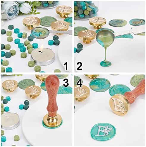 CRASPIRE 2PCS Wax Seal Stamp Initial B Alphabet Sealing Stamp Classic Vintage Removable Brass Head Wood Handle for Envelope Invitation Embellishment Gift Decoration