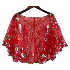 A - Red Gold - Sequin Beaded Shawl