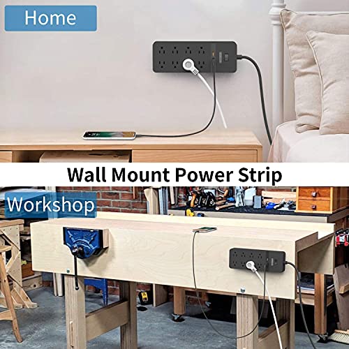 Extensión NTONPOWER con 8 tomas y 2 puertos USB, protección contra sobrecarga, cable de 4.57 m, 1875W, color negro miniatura 6