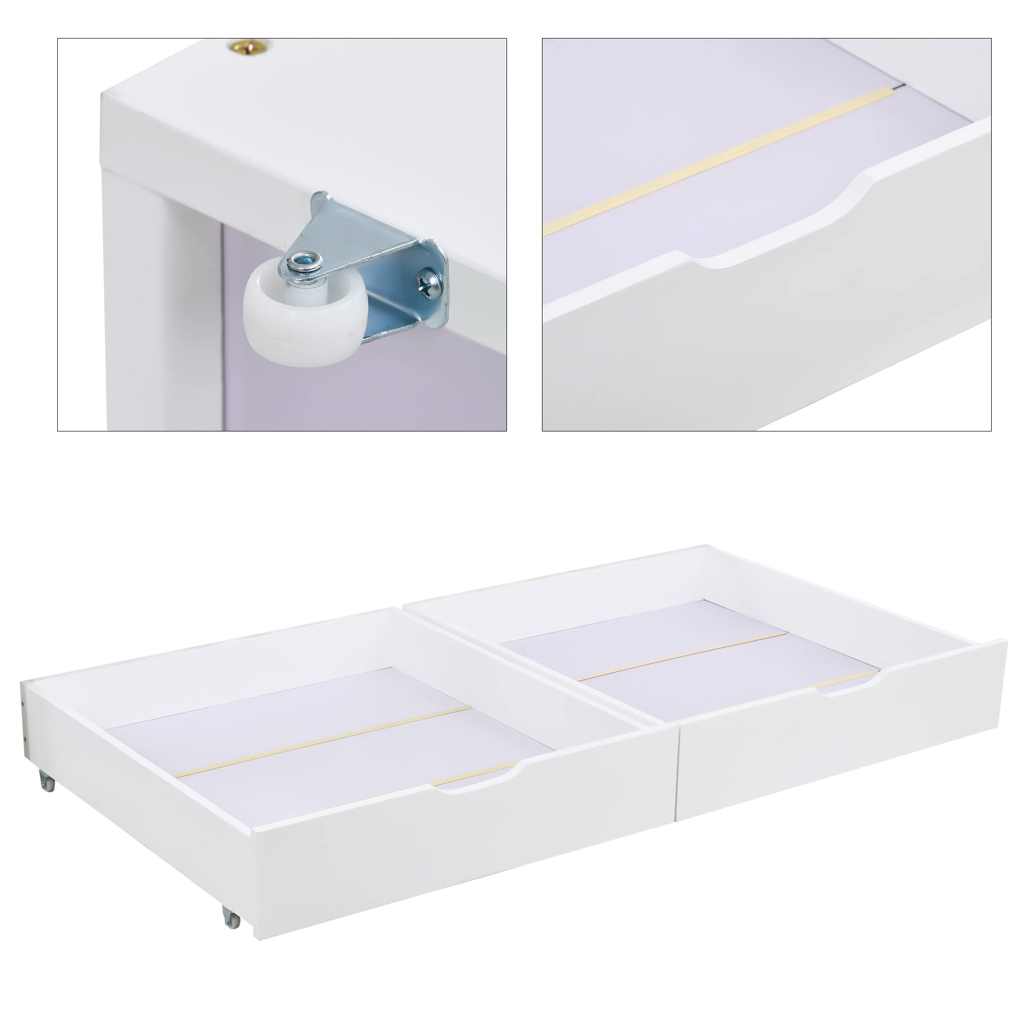 Cama infantil de 160 x 80 cm con protección anticaídas, versátil de madera maciza para niños, con ventana y somier, color blanco