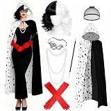 7 Pcs Cruella Costume Accessories Set for Women, Villain Fancy Dress Kit