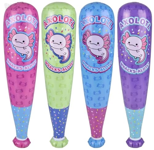 HAPPY DEALS ~ Axolotl Inflatable Baseball Bats | 12 Pack | 20 Inch | Inflate Decorations and Toys