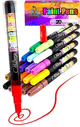 20 Paint Pens - Paint Marker Pens, Water Based Colors for Kids Adults