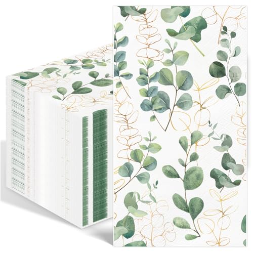 Bunte Papierservietten Golden Eukalyptus Eukalyptus-Servietten Geburtstagsservietten dekorierte Papierservietten ideal für Ostern Weihnachten Partys Hochzeiten Taufe