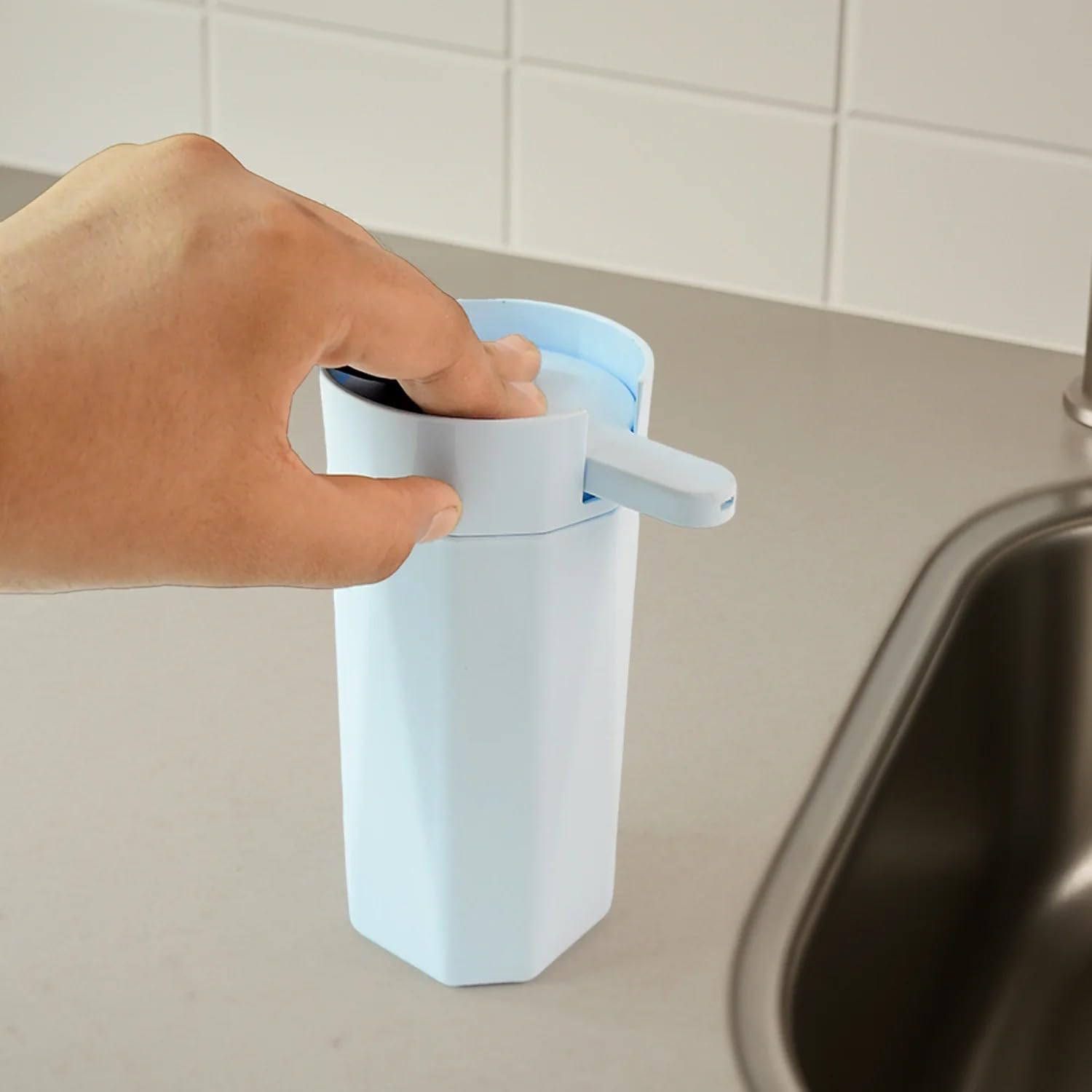 Sykul Apex Push It! Soap Dispenser | Approx 300 ml Plastic Liquid Dispenser with Easy Push Mechanism | Compact, Hygienic & Durable-image-7