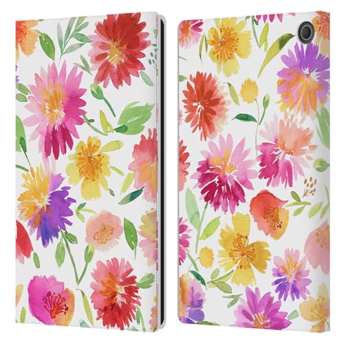 Étui Amazon Fire Max 11 Ninola Dahlia Fleurs Housse Portefeuille Cuir Tablette 2023