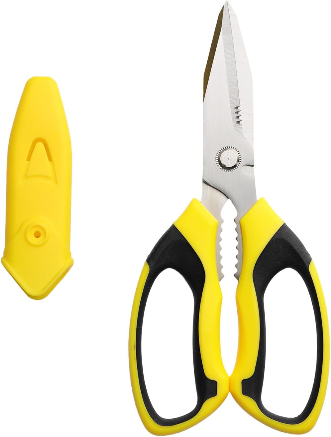 Heavy Duty Utility Scissors 8-Inch – Multipurpose All Purpose Scissors with Serrated Blades for Cutting Carpet, Cardboard, Wire, Leather, Fabric – Sharp Kitchen, Office & Craft Shears