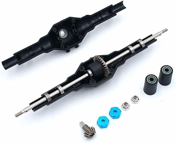 Alloy Rear Differential Assembly for Wltoys 12428 12423 8830 and Q46, Metal Straight Axle Upgrade Part for RC Car