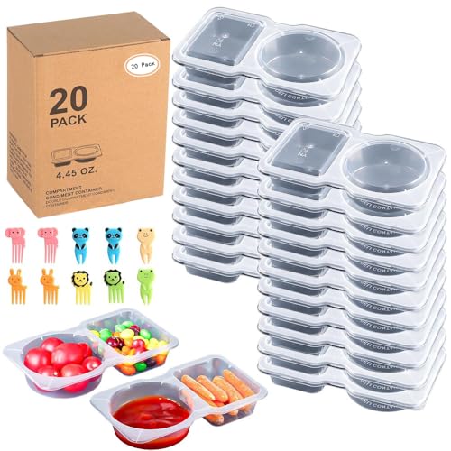 20 Reusable Snack Containers with Lids - Dishwasher Safe