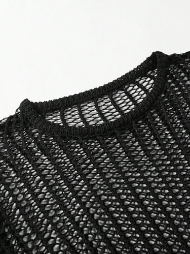 men's pullover sweaters Solid Open Knit Top4