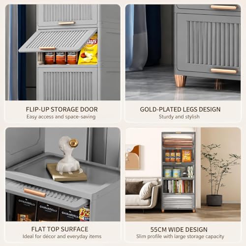 Image of Mevigo Plastic Wardrobe - 5 Tier Cupboard for Storage, Almirah for Clothes, Plastic Cabinet for Storage Box, Wardrobe Organizer for Storage for Kitchen /Bedroom /Living Room -Grey
