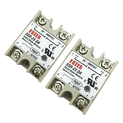 2PCS SSR-25DA Solid State Relay Single Phase Semi-Conductor Relay Input 3-32V DC Output 24-380V AC (SSR-25 DA)