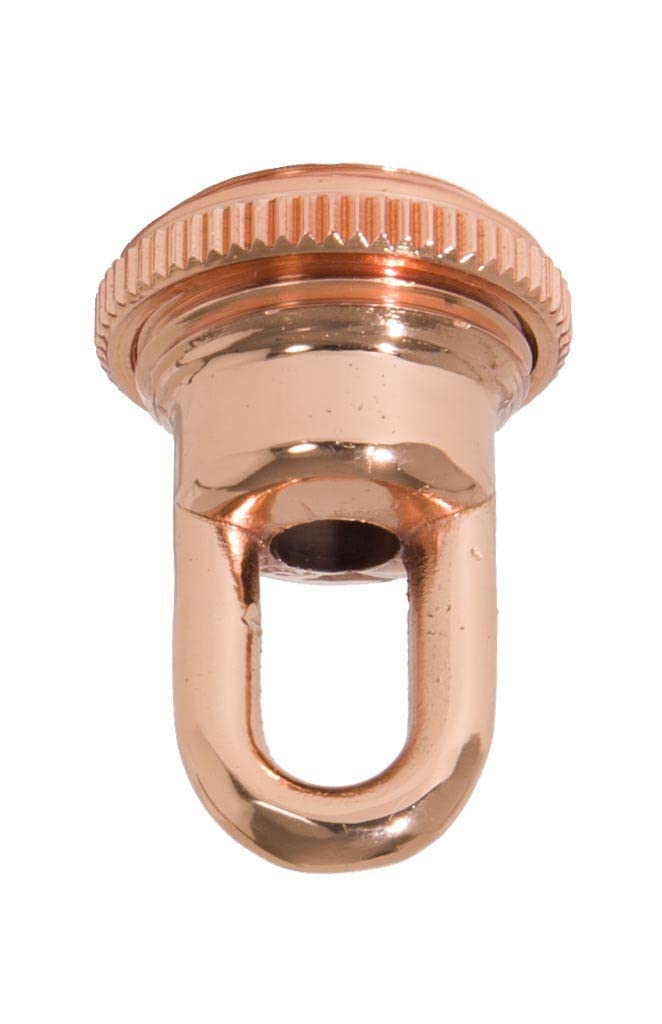 B&amp;P Lamp® Solid Cast Brass Screw Collar Loop for 1-1/16 Inch Center Hole Canopies, 1/4IP, Polished Copper Finish