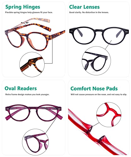 Image of Eyekepper Reading Glasses, Vintage Readers for Women Men, 5 Packs | Mens Ladies Reader Eyeglasses, All-Day Comfort Spring Hinges, Fashion Womens Cheaters, Scratch Resistant for Work /Crafts