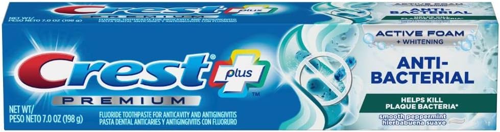 Crest Premium Plus Anti-Bacterial Toothpaste, Smooth Peppermint Flavor 7.0 oz (Pack of 3) - Image 2