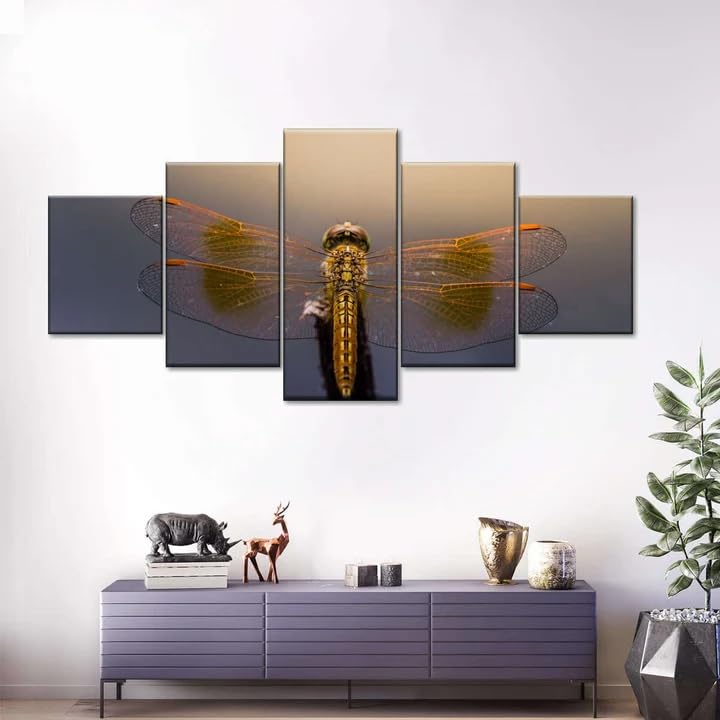 Tableau moderne lueur de libellule pour salon grand format 200x100 cm