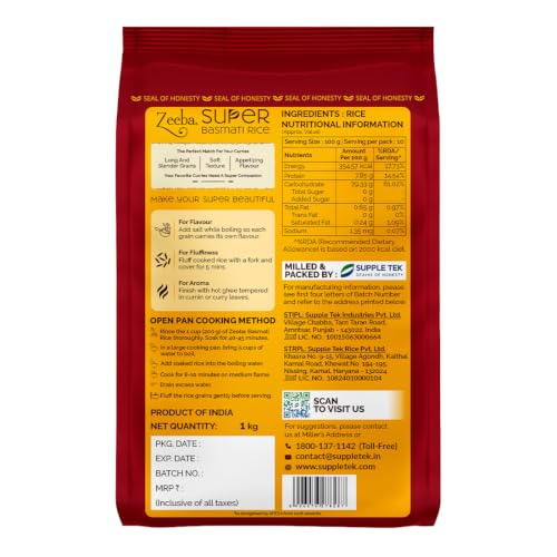 Image of Zeeba Super 1401 Basmati Rice (Long Grain) 1 kg