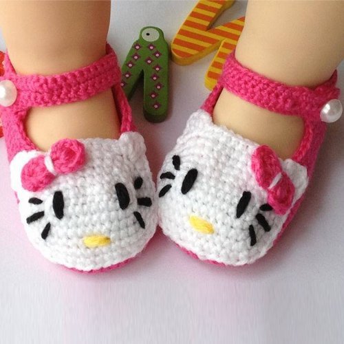 Baby Newborn Infant Girls Crochet Knit Socks Sandals Toddler Shoes Prewalker (Rose Red KT)