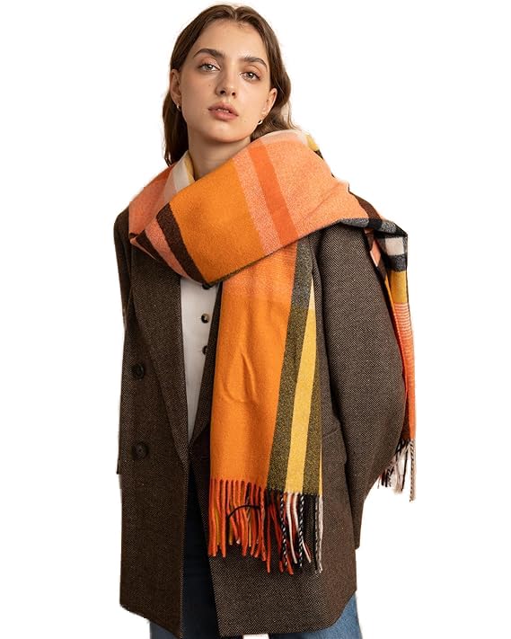 Women and Men Scarves Super Soft Classic Scarf for Women Cashmere Feel Plaid Large Neck Scarves Winter Warm Long Scarf