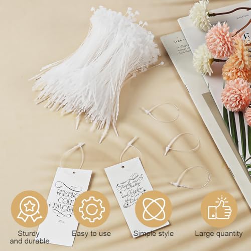 Flintronic 1000 Sicherheitsetiketten aus Kunststoff zum Aufhängen von Etiketten, 10 cm, für Etiketten, Kleidung, Gepäck, Produkte, Schmuck, Weiß