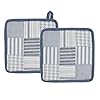 Vhc brands cotton pot holder set of 2 heat resistant kitchen potholders sawyer mill blue collection square 8×8 denim blue  urban country home decor