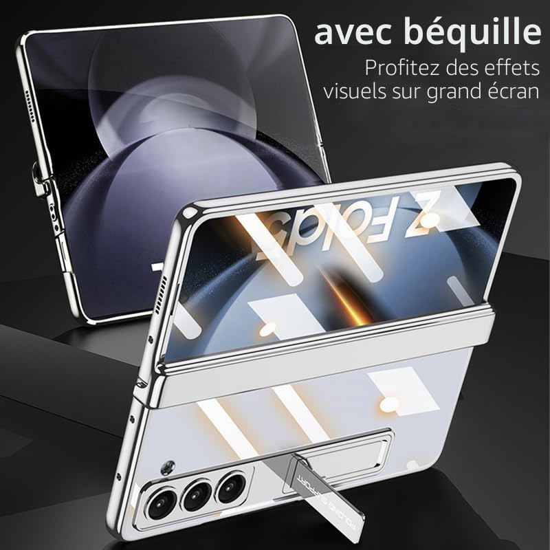 Coque Samsung Z Fold 5 transparente argent antichoc et ajustée - 3