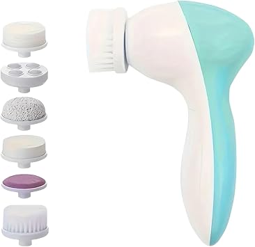 Beauty Device Electric Facial Cleansing Brush with Multiple Attachments for Deep Cleaning and Exfoliating at Home Spa Green