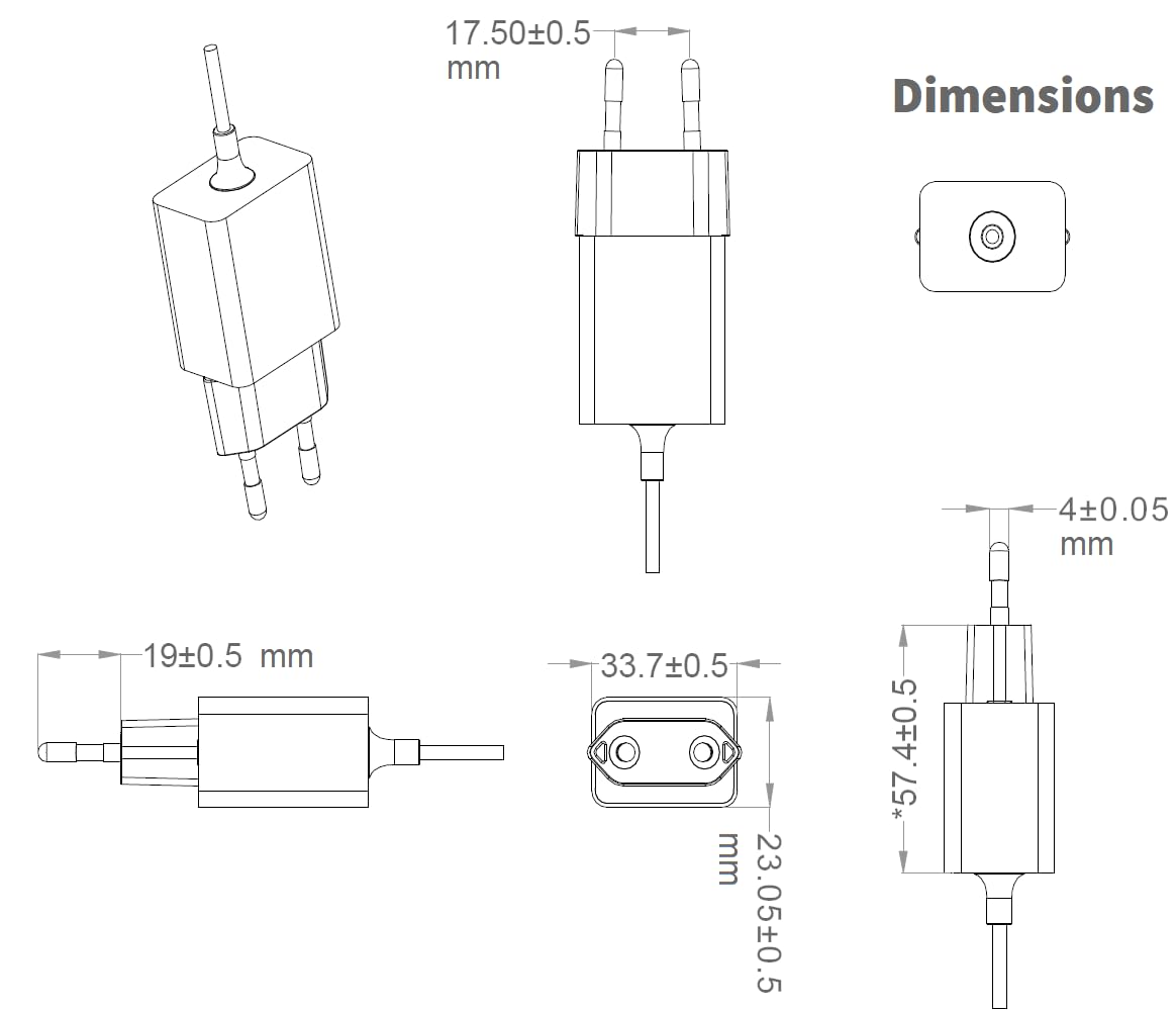HN-Power 5V / 2A Bloc d'alimentation Compatible pour Yealink, Snom, Fanvil, Grandstream et d'autres téléphones IP - Adaptateurs étroits et économie d'énergie