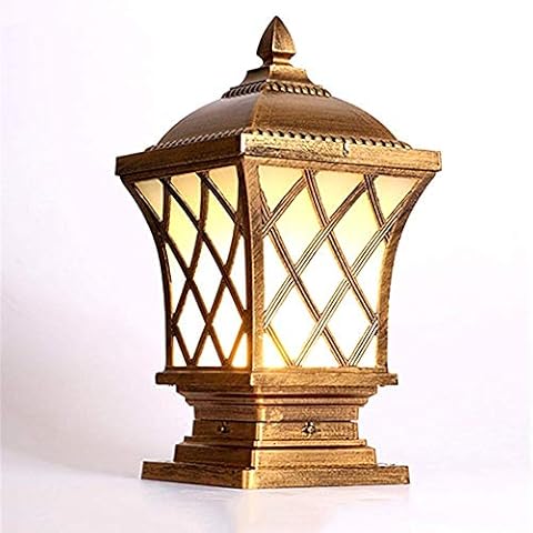 HDMY Decoration Pathway Lighting Fixture Column Lights Patio Courtyard Garden Torch Outdoor Landscape Pillar Lantern Gate Door Waterproof Post Pillar Lamp (Color : Brass) Cover