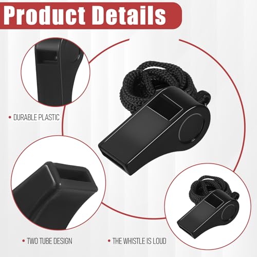 100 Silbatos de Entrenador con Cordón Negro Plástico miniatura 3