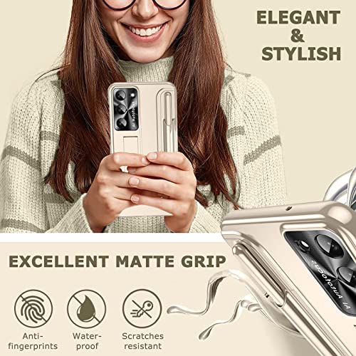 Ninki Compatible S Pen Case For Samsung S23 Plus Case With Kickstand & S Pen Holder,Hard Shockproof Pc Full Coverage Stand Phone Case For Samsung Galaxy S23 Plus Case Women,S23+ Case Champagne Gold #TOP6