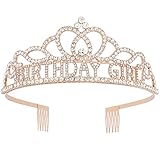 AOPRIE Diane Birthday Crowns for Women Gold Tiaras for Girls Crowns for Girls Rhinestone Crystal Decor Headband