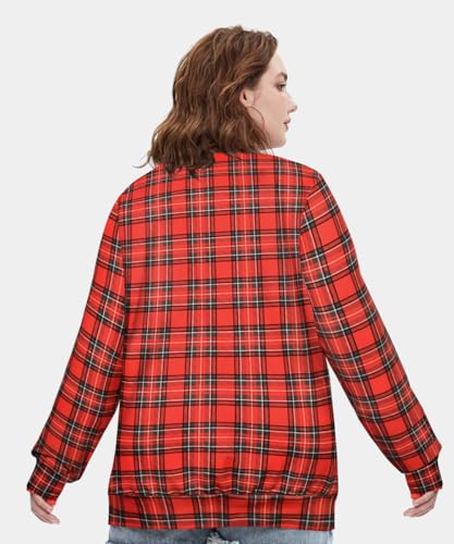 Image of CARCOS Plus Size Tops for Women Color Block Flower /Striped /Camo Crew Neck Long Sleeve Tee Shirt