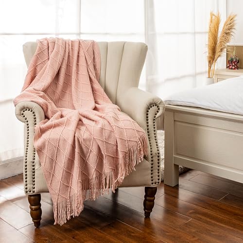 Knit Throw Blanket for Couch Farmhouse Lightweight...