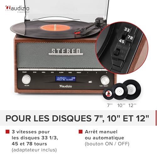 Audizio Frisco Platine Vinyle Bluetooth avec Radio Dab+ Intégrée – Marron, Radio Dab+ et FM avec Haut-Parleur Intégré, 33, 45, 78 Tours, Idéale pour écouter Vos vinyles préférés - Les Beatles, Paul McCartney, John Lennon, RIngo Starr, George Harrison Audizio Frisco Platine Vinyle Bluetooth avec Radio Dab+ Intégrée - Marron, Radio Dab+ et FM avec Haut-Parleur Intégré, 33, 45, 78 Tours, Idéale pour écouter Vos vinyles préférés – Image 7