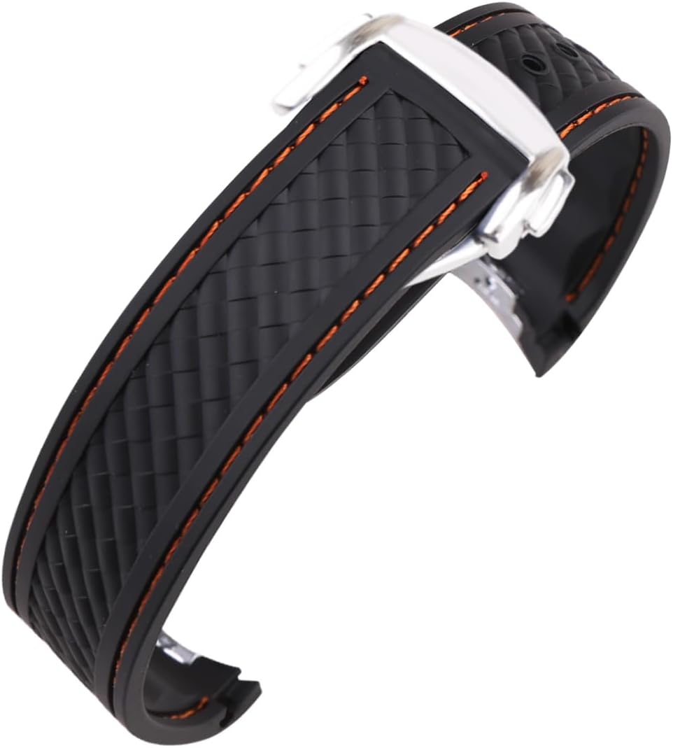 Rubber Watch Band replacement Omega Seamaster diver 300 300m Speedmaster aqua-terra 150m AT150 Moonwatch Professional Silicone Strap Wirstband for Men and Women with Curved End Steel Buckle