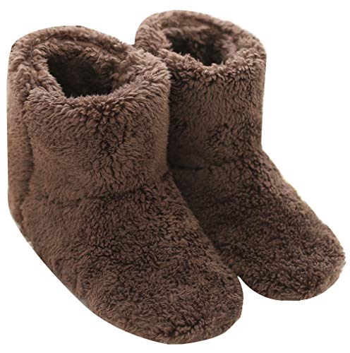 Mianshe 北欧 ルームシューズ もこもこ ルームブーツ 暖かい ボアスリッパ 男女兼用 (ブラウン Lサイズ 27cmくらいまで)