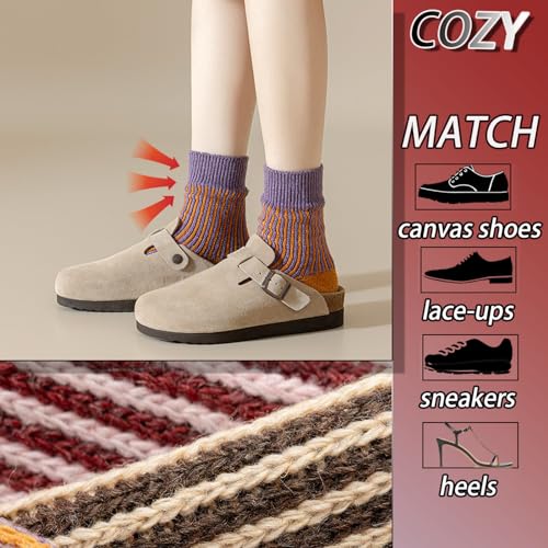 CHUNFO Womens Strip Ankle Socks Cute Athlete Ribbed Colorful Slouch Crew Cotton Casual Sock Size5-10.54