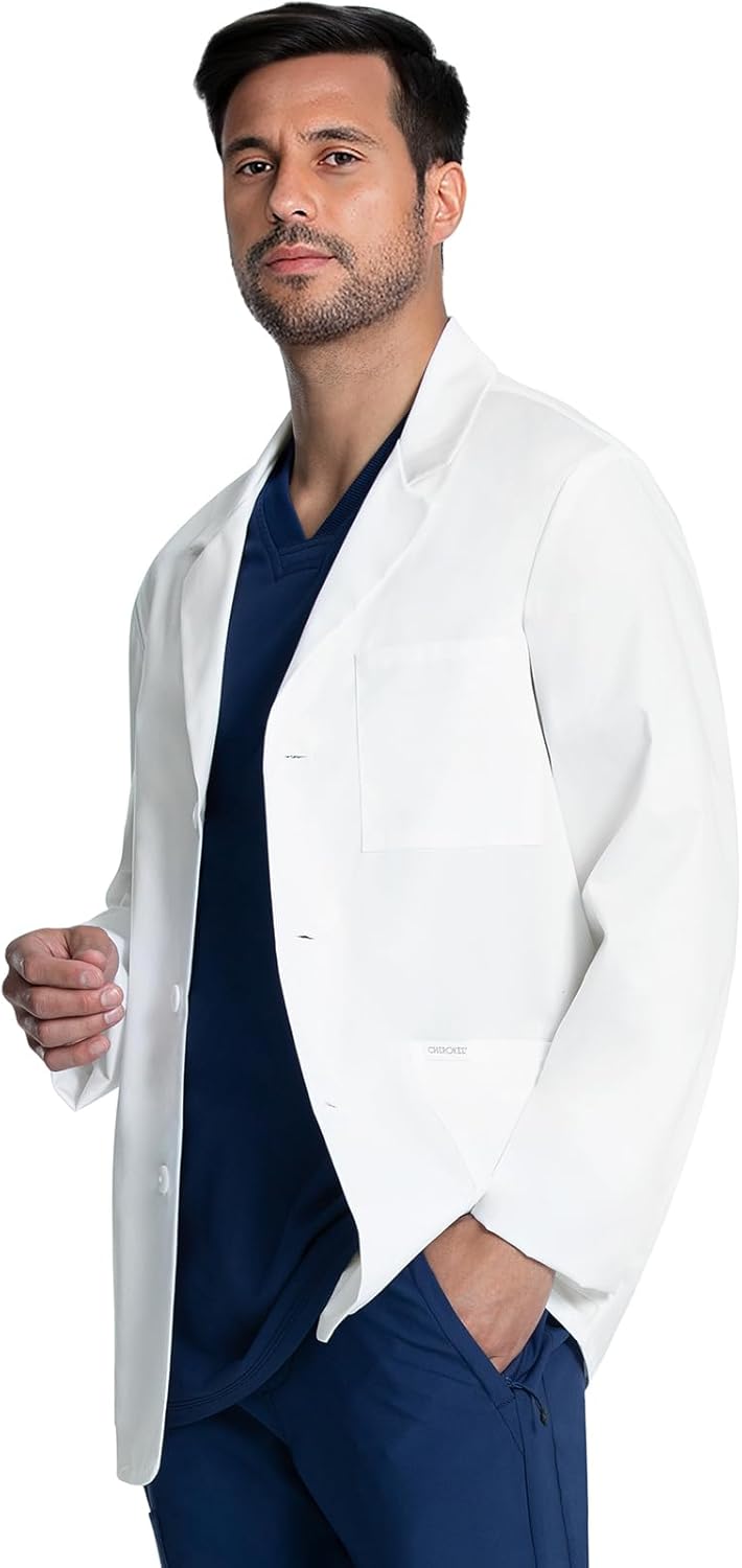 Cherokee Mens Lab Coat 30" Men's Consultation White Coat Durable, Mechanical Stretch - CK401 - Image 4