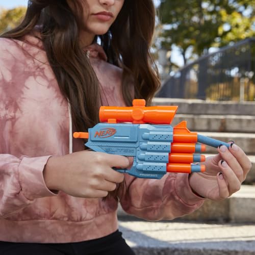 Nerf Elite 2.0 Prospect QS-4 Blaster, 8 Official Nerf Elite Darts, 4-Dart Blasting, Nonremovable Targeting Scope, Pull-Back Priming